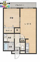 ハイ夢滑石 1LDKの間取図画像