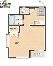 シャーレン北1 ワンルームの間取図画像
