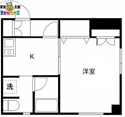 ウィング片淵 1Kの間取図画像