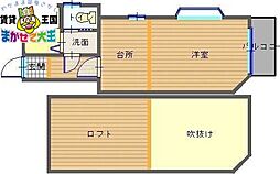 シャトレ西坂公園通 1Kの間取図画像
