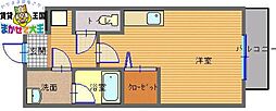 モンテスタイル鍛冶屋町 ワンルームの間取図画像