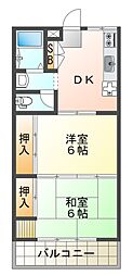 相川マンション 2DKの間取図画像