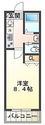 キャメル西八王子 1Kの間取図画像