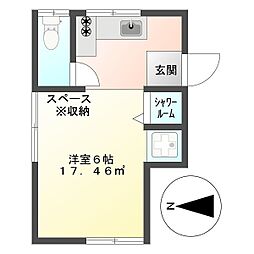恵明荘 ワンルームの間取図画像