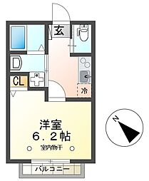 エクセレントビクトリータウン 1Kの間取図画像