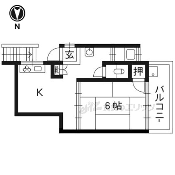 岡田アパート 13｜京都府京都市左京区吉田中大路町(賃貸アパート2K・1階・32.49㎡)の写真 その2