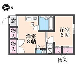 1st.メイフラワー 2Kの間取図画像