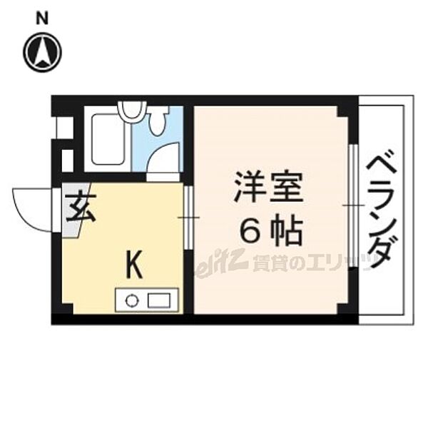 京都府京都市右京区山ノ内大町(賃貸マンション1K・2階・16.47㎡)の写真 その2