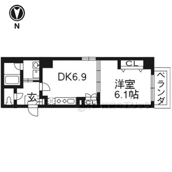 京都府京都市中京区西ノ京南上合町(賃貸マンション1DK・7階・33.84㎡)の写真 その2