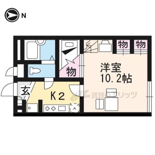 レオパレス北野 102｜京都府京都市上京区大東町(賃貸アパート1K・1階・19.87㎡)の写真 その2