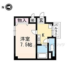 ビクトワール二条 1Kの間取図画像