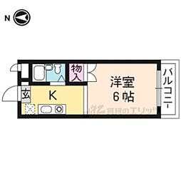 パラドール円町 2階ワンルームの間取り