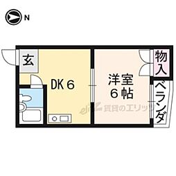 レジデンス西ノ京 1DKの間取図画像