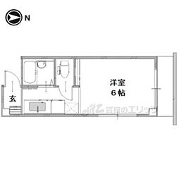 京都市営烏丸線 今出川駅 徒歩1分の賃貸マンション 2階1Kの間取り