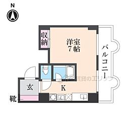 サンシティ烏丸 6階ワンルームの間取り