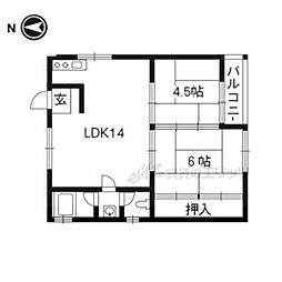 西大丸荘 2LDKの間取図画像
