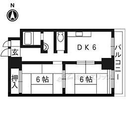 パレット御池 8階2DKの間取り