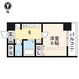 UnCastello西院 1Kの間取図画像