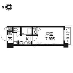 プレサンス京大南 1Kの間取図画像