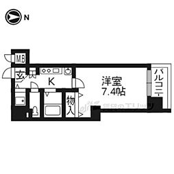 プレサンス京都四条烏丸クロス 1Kの間取図画像