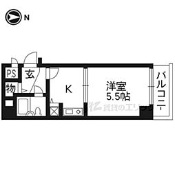 ライオンズマンション京都三条 1Kの間取図画像