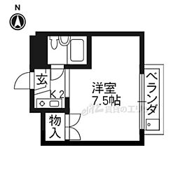 ウイステリア神楽岡 1Kの間取図画像