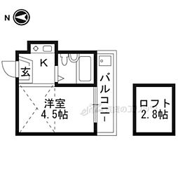 ラ・トゥール西院 1Kの間取図画像