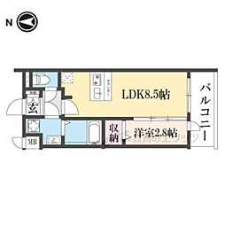 ファステート京都東福寺パラベル 1LDKの間取図画像