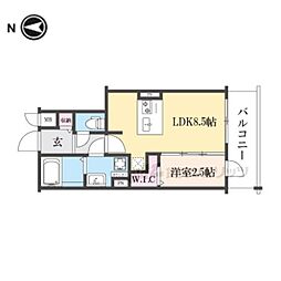ファステート京都東福寺パラベル 1LDKの間取図画像