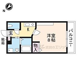 フラッティワレア 1Kの間取図画像