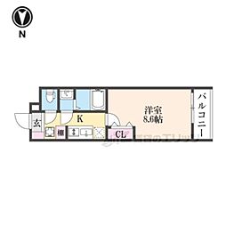 STANDZ金閣寺前 1Kの間取図画像