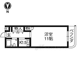 レックスつばき 1Kの間取図画像