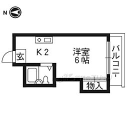 シャトル下鴨 1Kの間取図画像