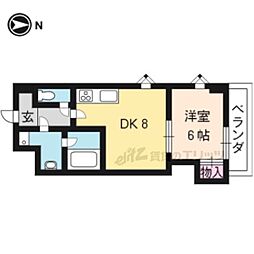 デュ四条 1LDKの間取図画像