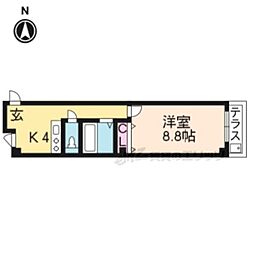 新町マンション 1Kの間取図画像