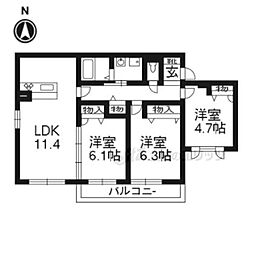 エーデルコート北泉 3LDKの間取図画像