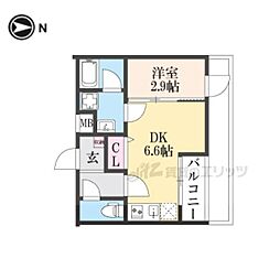 ヴィラ白川 1DKの間取図画像
