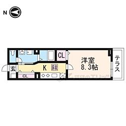 ラフレシール太秦2 1Kの間取図画像