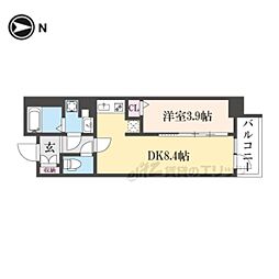 京都市上京区長門町マンション 1DKの間取図画像