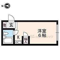 シャトレ花園 ワンルームの間取図画像