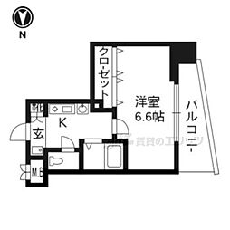 ベラジオ二条城前 1Kの間取図画像