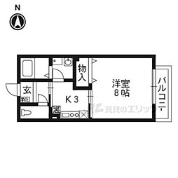 クレスト西京極 1Kの間取図画像