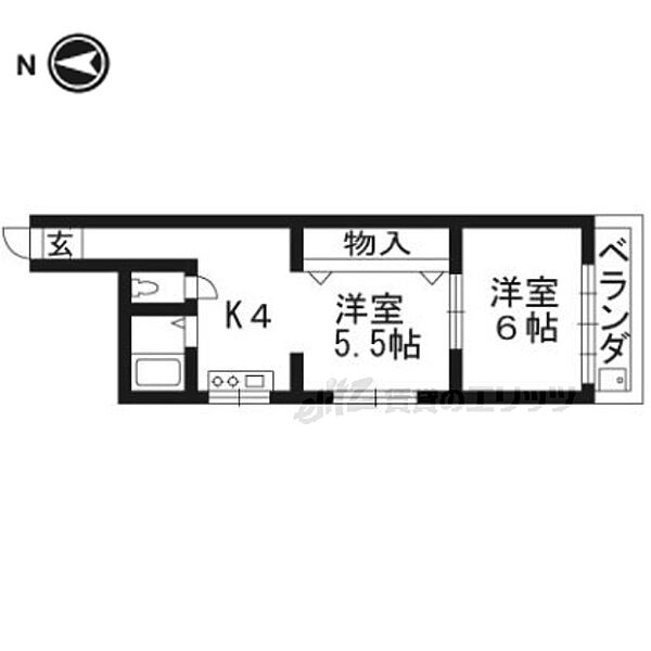 八文字屋ビル 201｜京都府京都市中京区西ノ京池ノ内町(賃貸マンション2K・2階・32.00㎡)の写真 その2