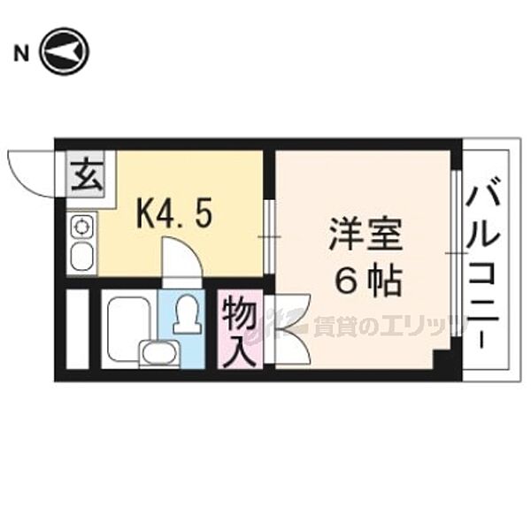 京都府京都市左京区北白川東久保田町(賃貸マンション1K・3階・18.94㎡)の写真 その2