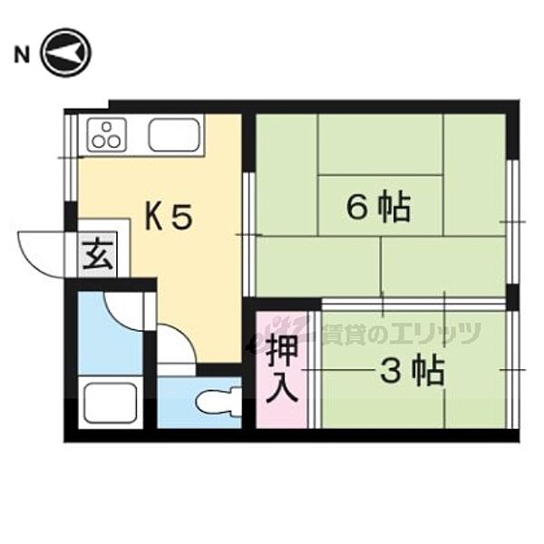 東山ハイツ 7｜京都府京都市左京区浄土寺南田町(賃貸アパート2K・2階・32.40㎡)の写真 その2