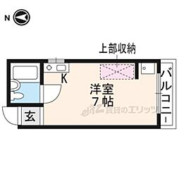 Ｃａｒｌ　Ｖｉｌｌａ　茶山 2階ワンルームの間取り