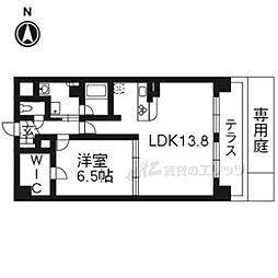 京阪本線 出町柳駅 徒歩12分の賃貸マンション 1階1LDKの間取り