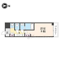 メロディーハイム松原 1Kの間取図画像