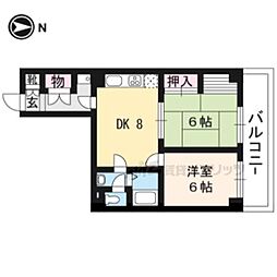 グレースコート堀川 2DKの間取図画像