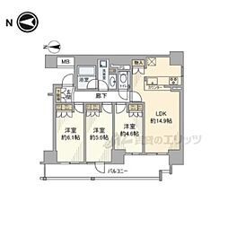 クラッシィハウス御池柳馬場 3LDKの間取図画像